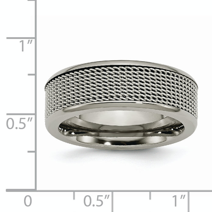 Titanium Base With Stainless Steel Mesh Center 8mm Band