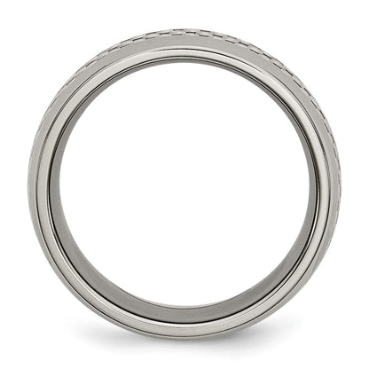 Titanium Polished Grey Carbon Fiber Inlay 8mm Band