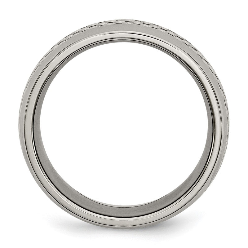 Titanium Polished Grey Carbon Fiber Inlay 8mm Band