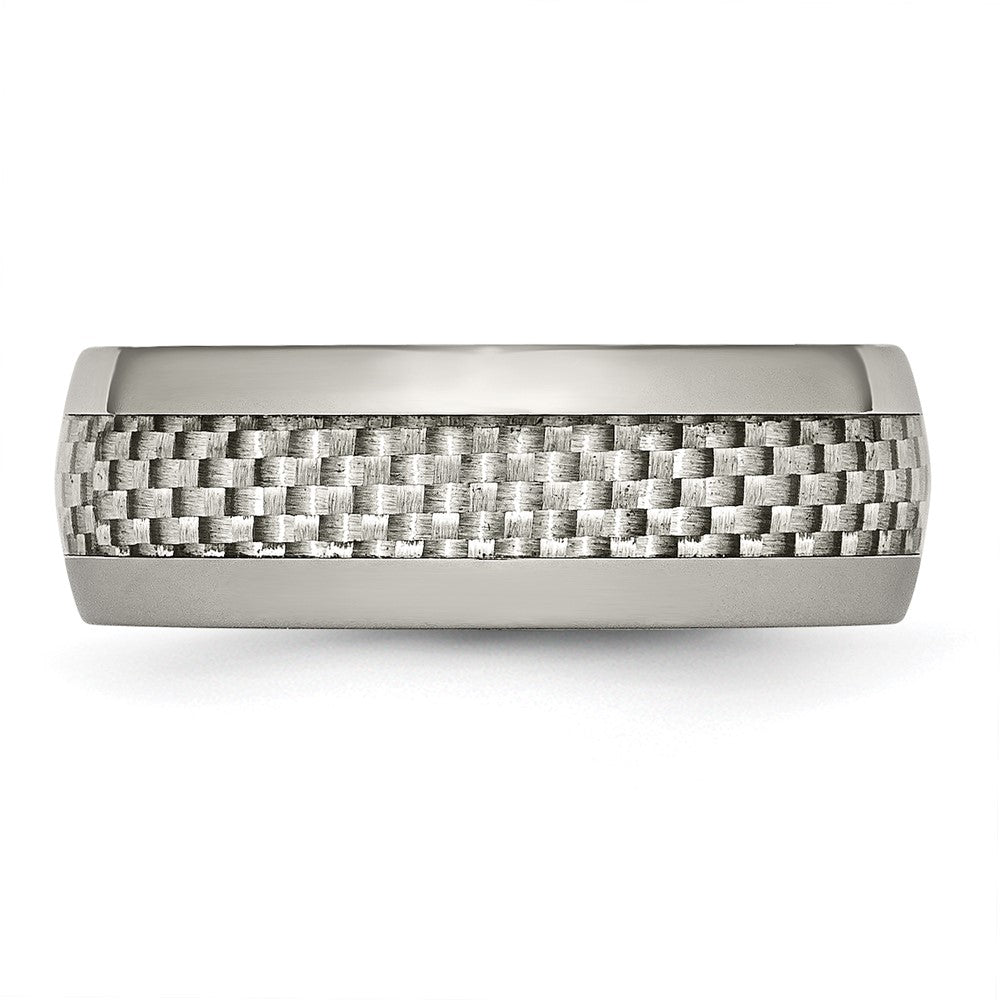 Titanium Polished Grey Carbon Fiber Inlay 8mm Band