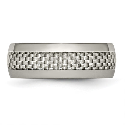 Titanium Polished Grey Carbon Fiber Inlay 8mm Band