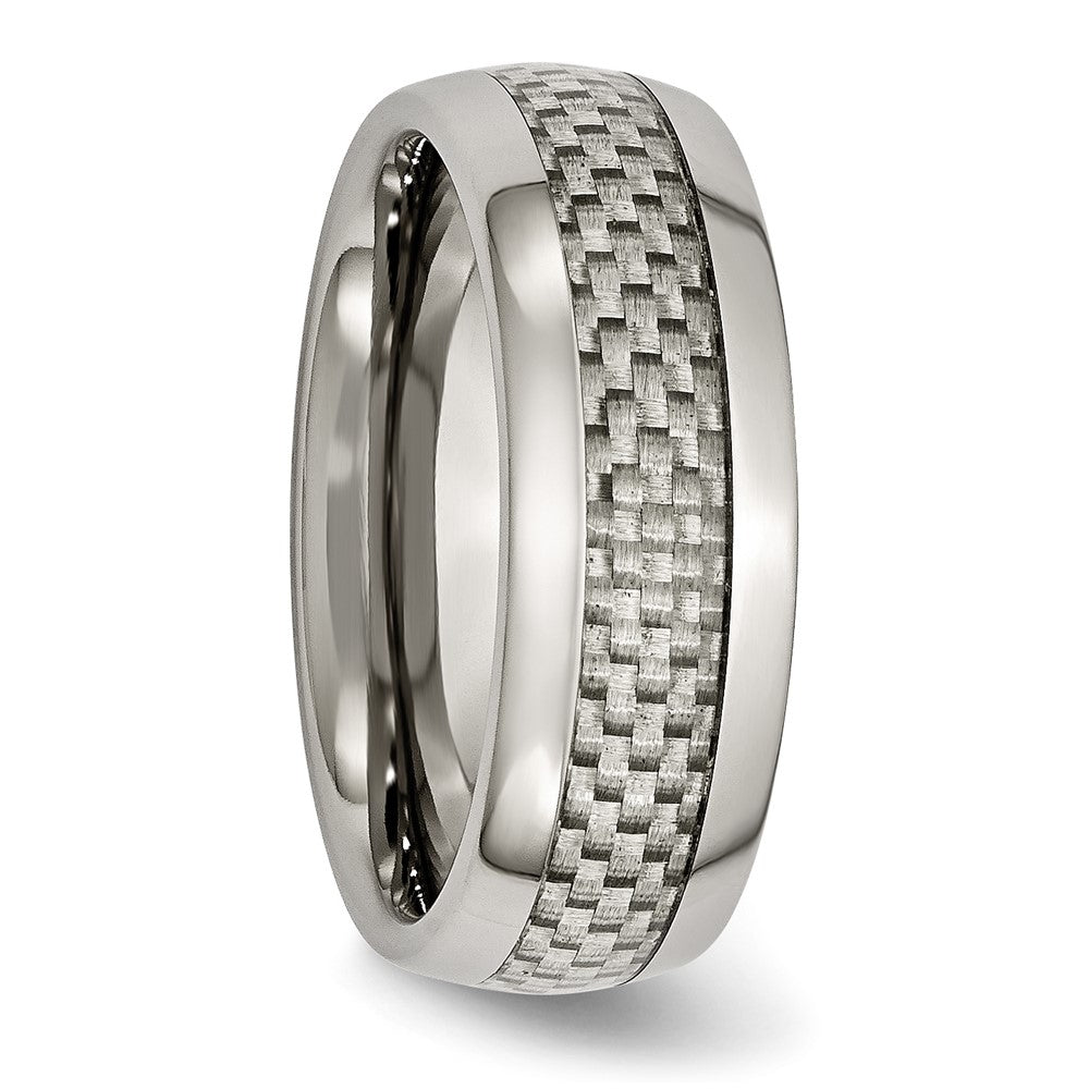 Titanium Polished Grey Carbon Fiber Inlay 8mm Band