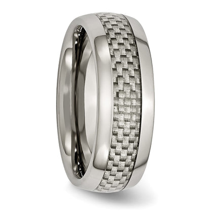 Titanium Polished Grey Carbon Fiber Inlay 8mm Band