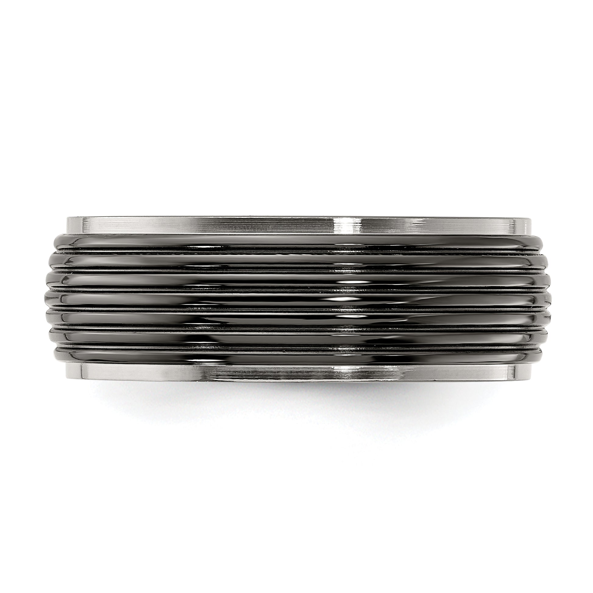 Titanium Black Ti Grooved Two Tone 8mm Band