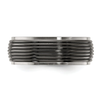 Titanium Black Ti Grooved Two Tone 8mm Band