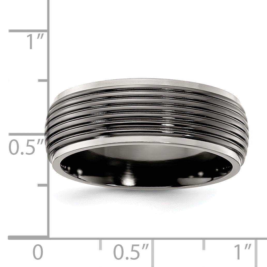 Titanium Black Ti Grooved Two Tone 8mm Band
