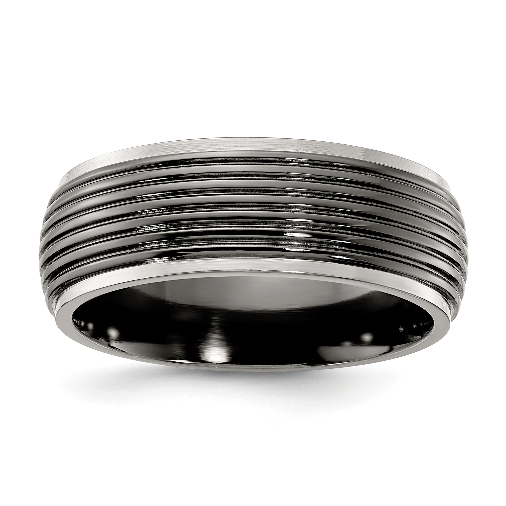 Titanium Black Ti Grooved Two Tone 8mm Band
