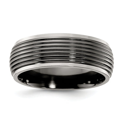 Titanium Black Ti Grooved Two Tone 8mm Band