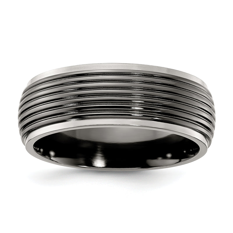 Titanium Black Ti Grooved Two Tone 8mm Band