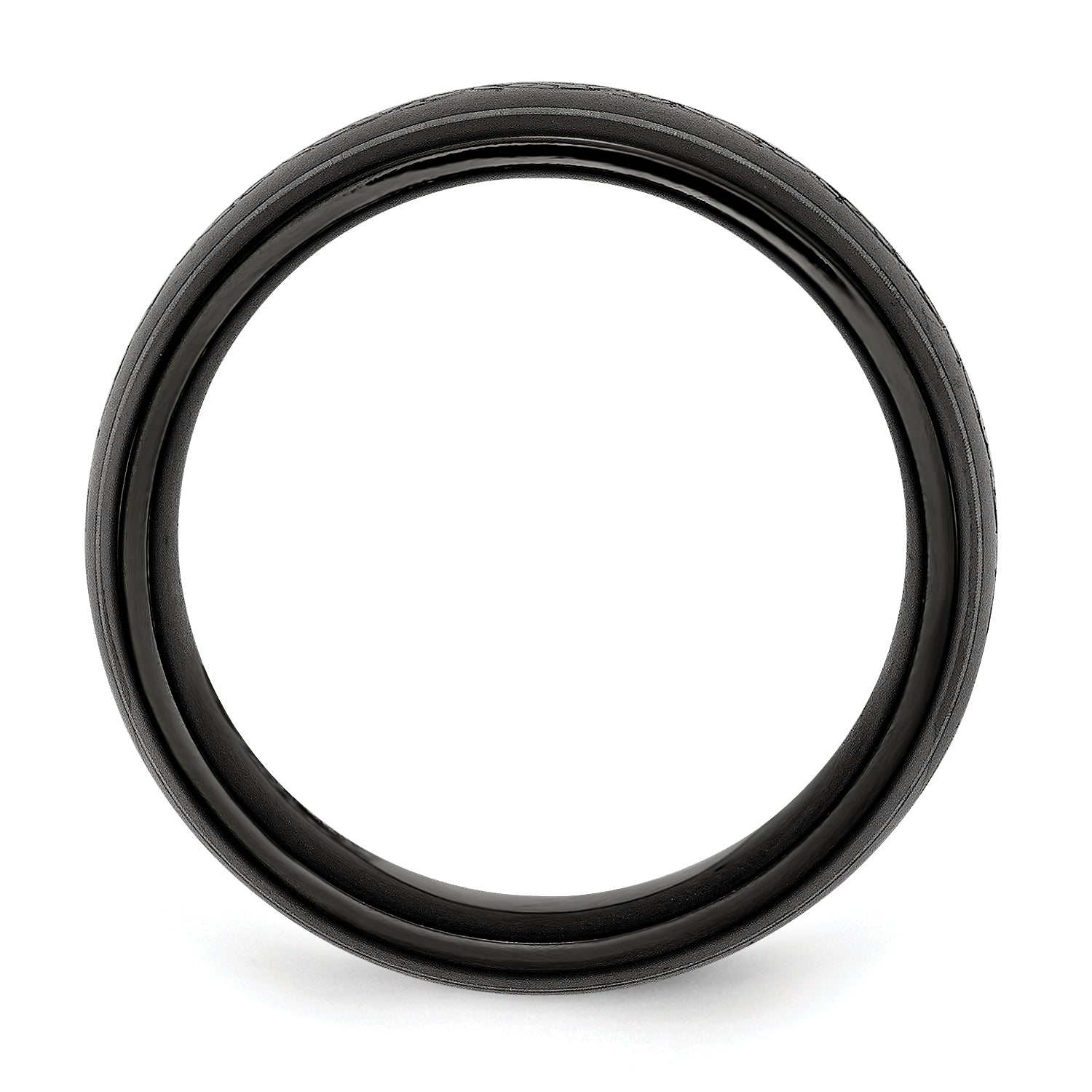 Titanium Black Ti Domed With Laser Pattern 10mm Polished Band