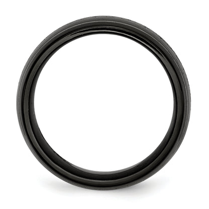 Titanium Black Ti Domed With Laser Pattern 10mm Polished Band