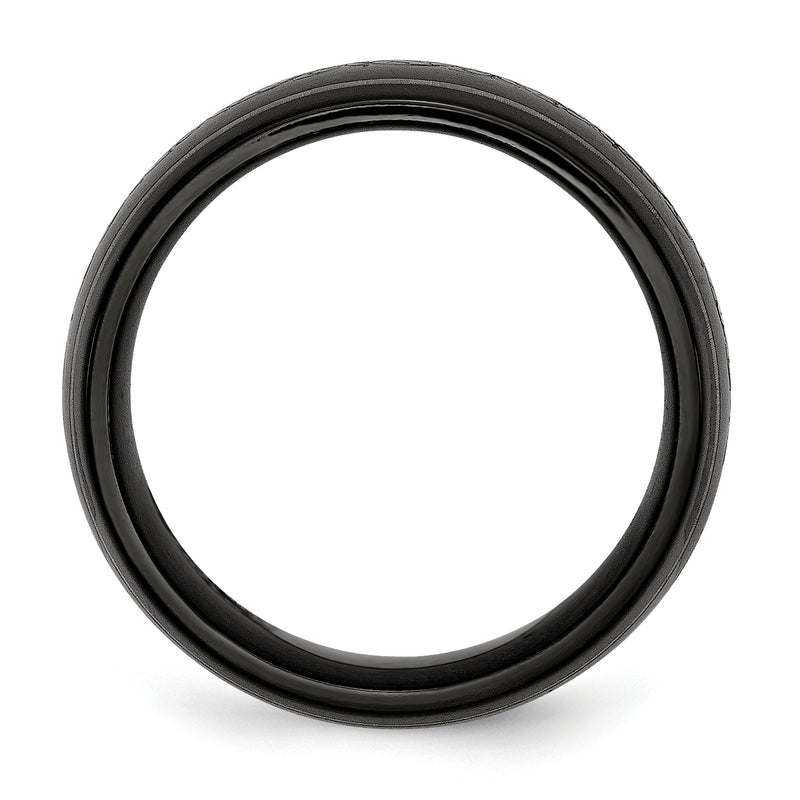 Titanium Black Ti Domed With Laser Pattern 10mm Polished Band