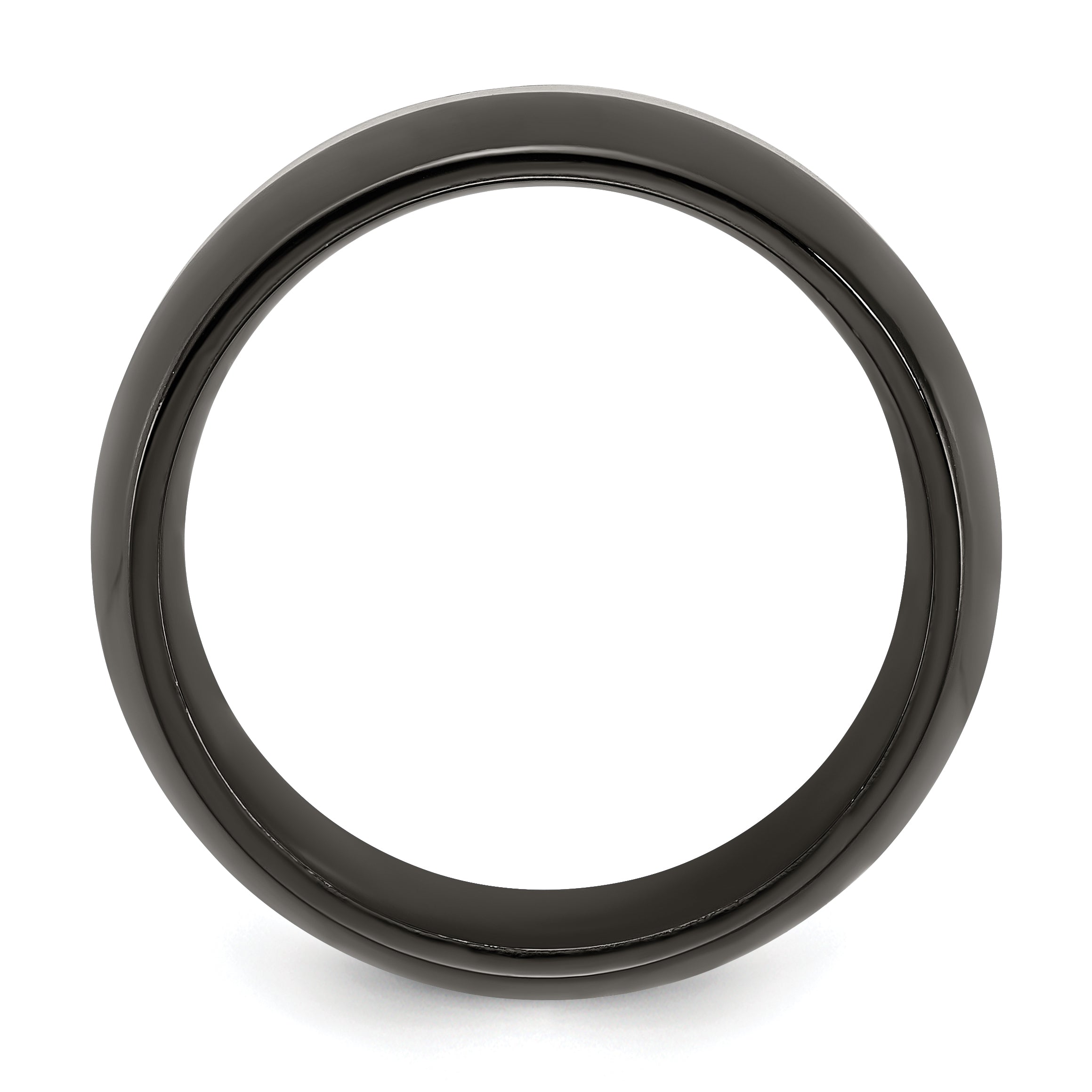 Titanium/Silver Two Tone Titanium Black Ti With Sterling Silver Inlay 9mm Polished Band