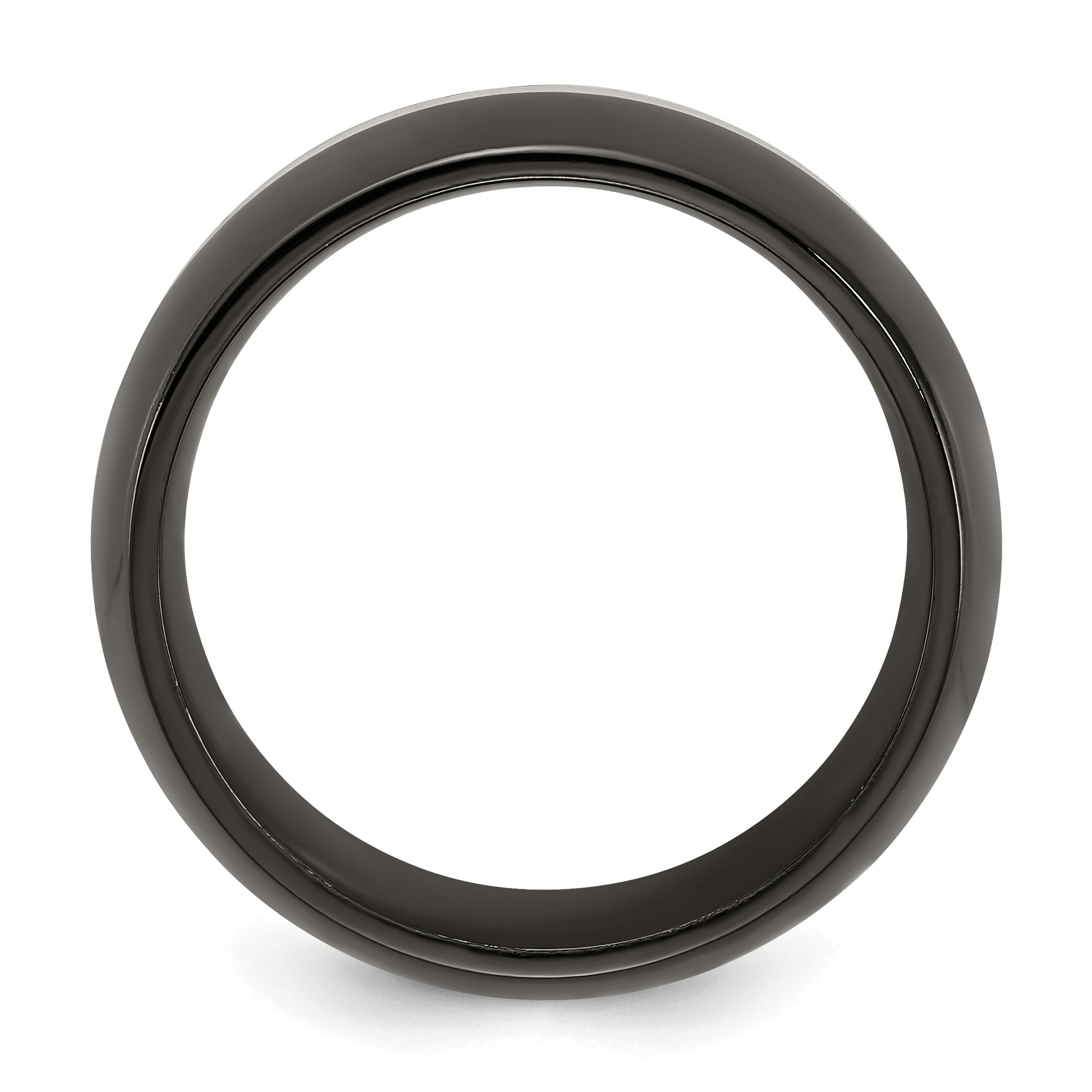 Titanium/Silver Two Tone Titanium Black Ti With Sterling Silver Inlay 9mm Polished Band