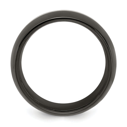 Titanium/Silver Two Tone Titanium Black Ti With Sterling Silver Inlay 9mm Polished Band