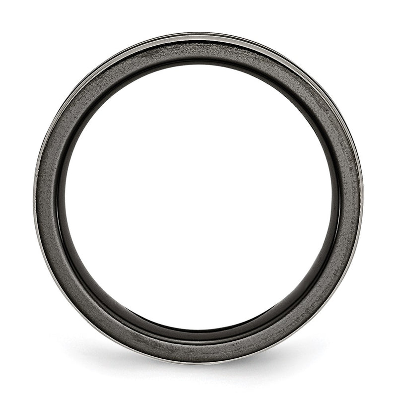 Titanium Black Ti With Grey Edges 6mm Grooved And Polished Band