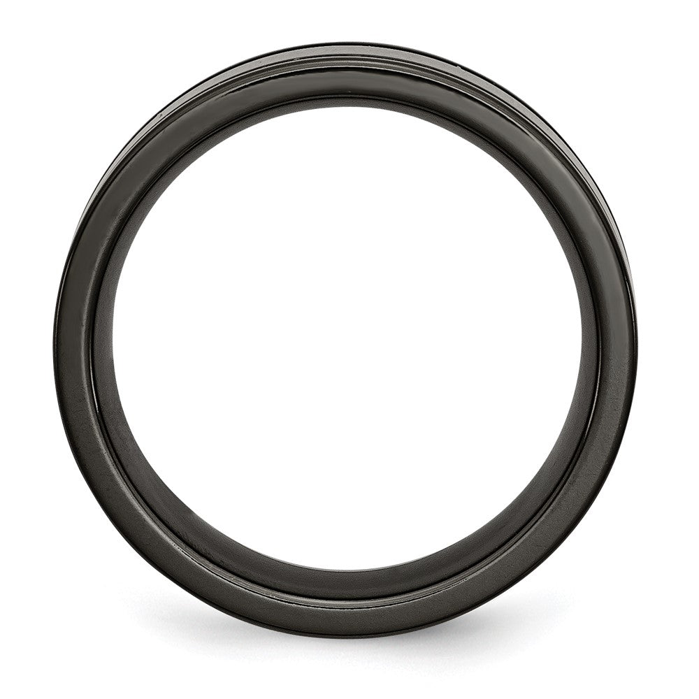 Titanium Black Ti Polished Blue Anodized 8mm Grooved Band (Size 7 Only)
