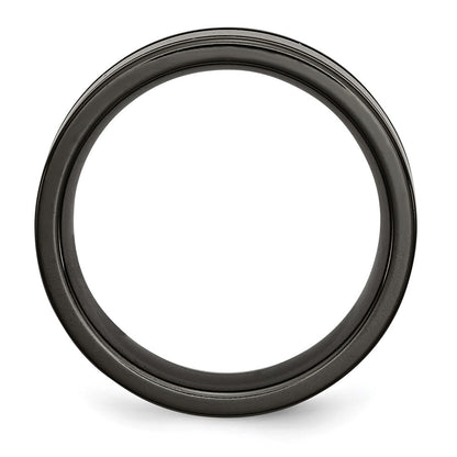 Titanium Black Ti Polished Blue Anodized 8mm Grooved Band (Size 7 Only)