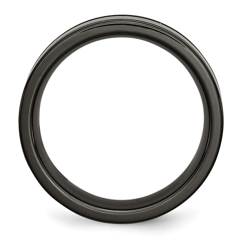 Titanium Black Ti Polished Blue Anodized 8mm Grooved Band (Size 7 Only)