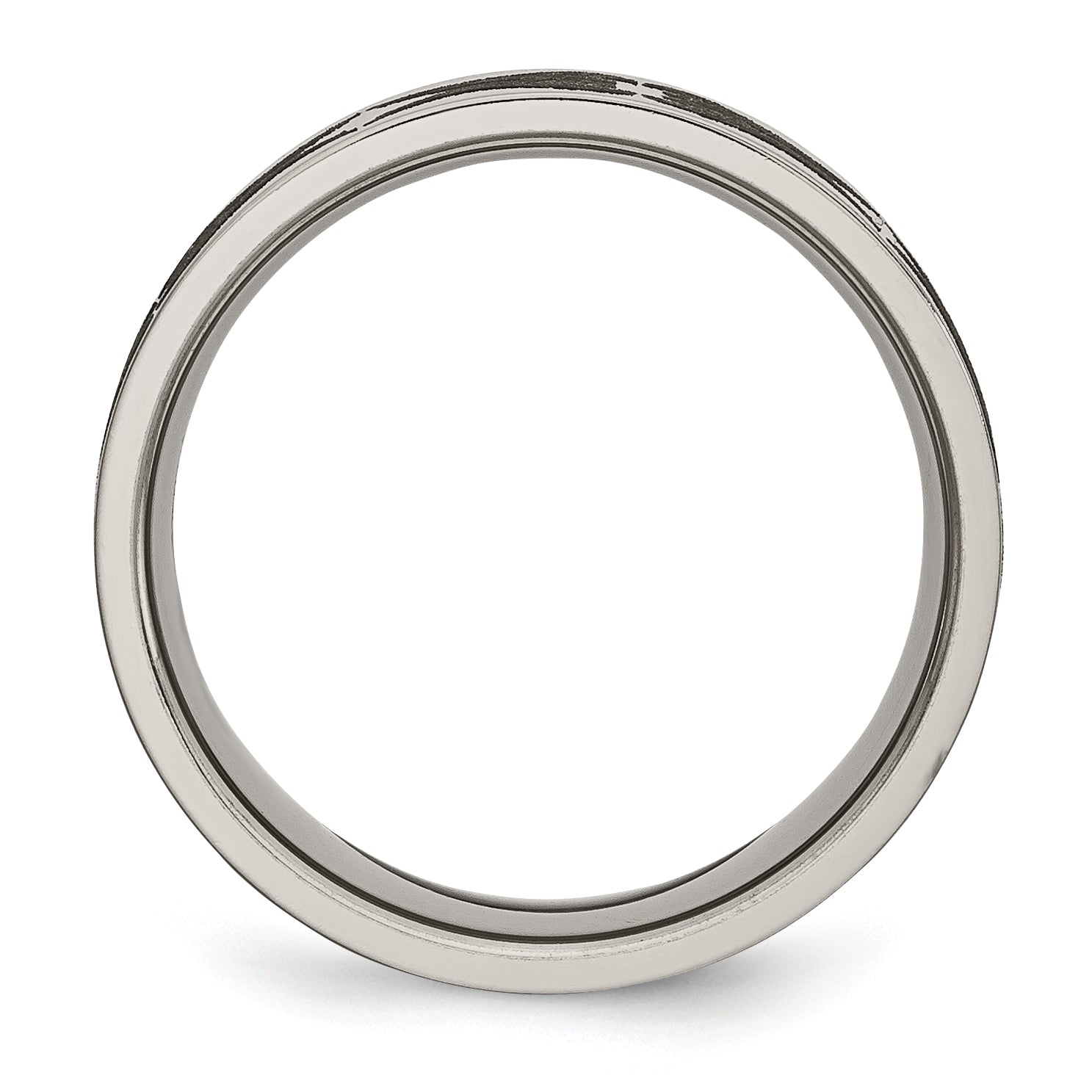 Titanium Polished Laser Design 8mm Flat Band (Size 10.5 Only)