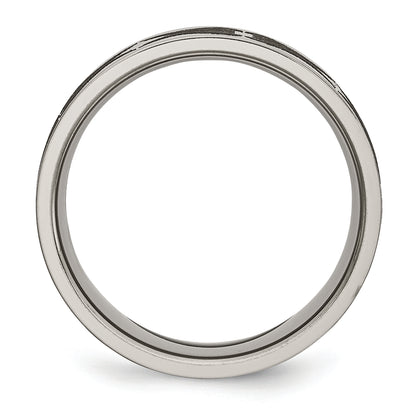 Titanium Polished Laser Design 8mm Flat Band (Size 10.5 Only)