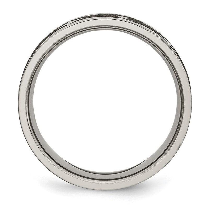 Titanium Polished Laser Design 8mm Flat Band (Size 10.5 Only)