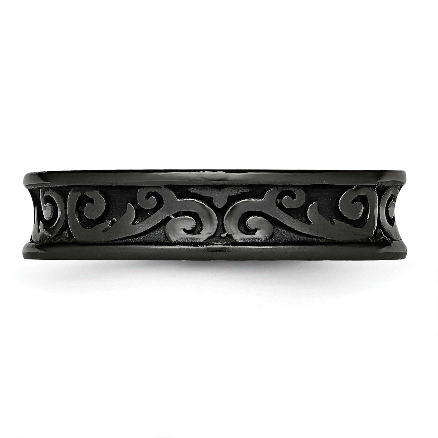 Titanium Black Ti Concave 6mm Polished Band (Size 10.5 Only)
