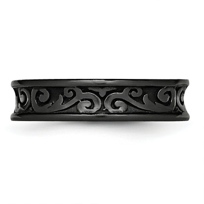 Titanium Black Ti Concave 6mm Polished Band (Size 10.5 Only)