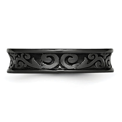 Titanium Black Ti Concave 6mm Polished Band (Size 10.5 Only)