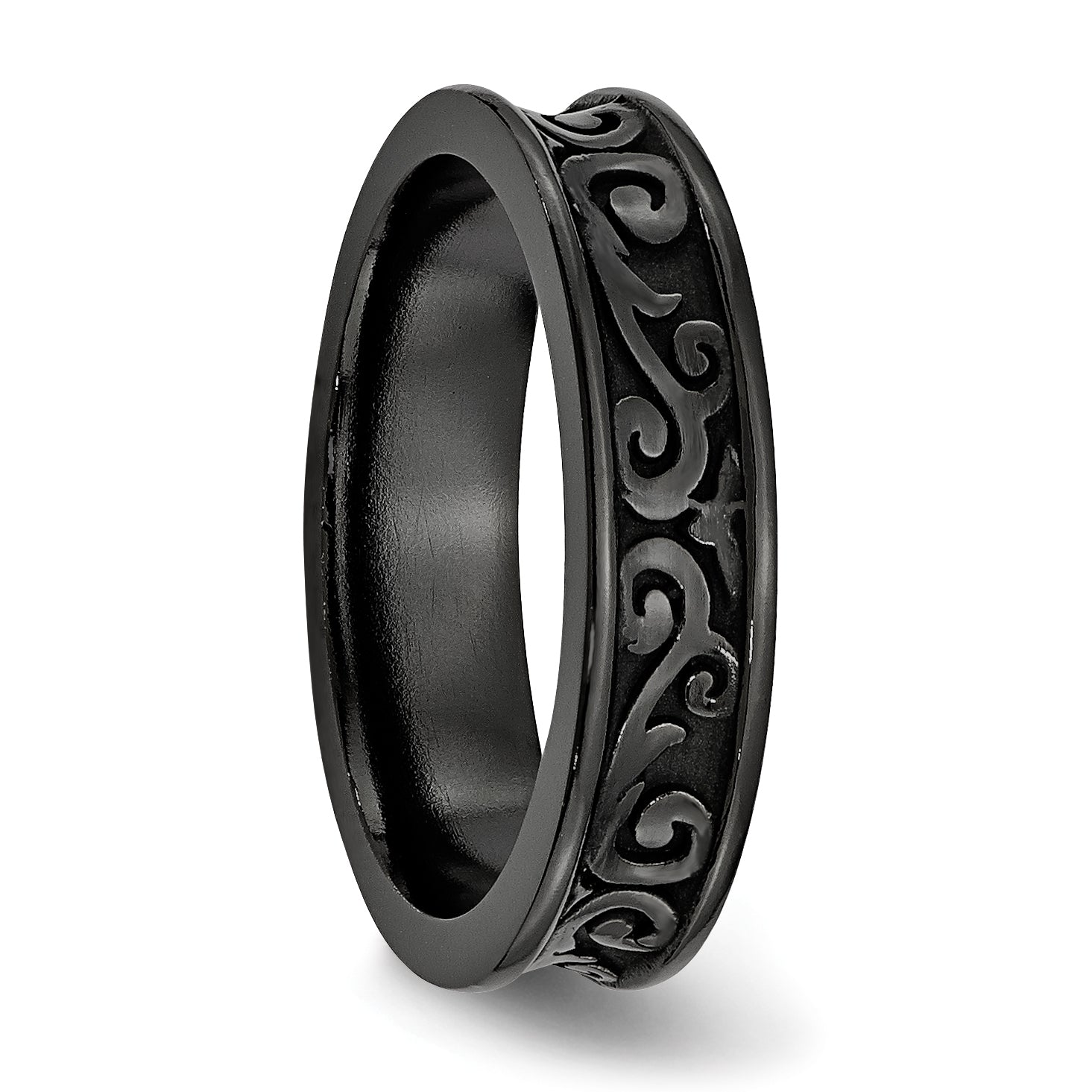 Titanium Black Ti Concave 6mm Polished Band (Size 10.5 Only)