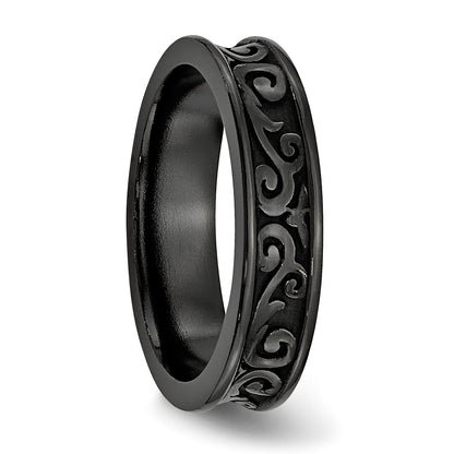 Titanium Black Ti Concave 6mm Polished Band (Size 10.5 Only)