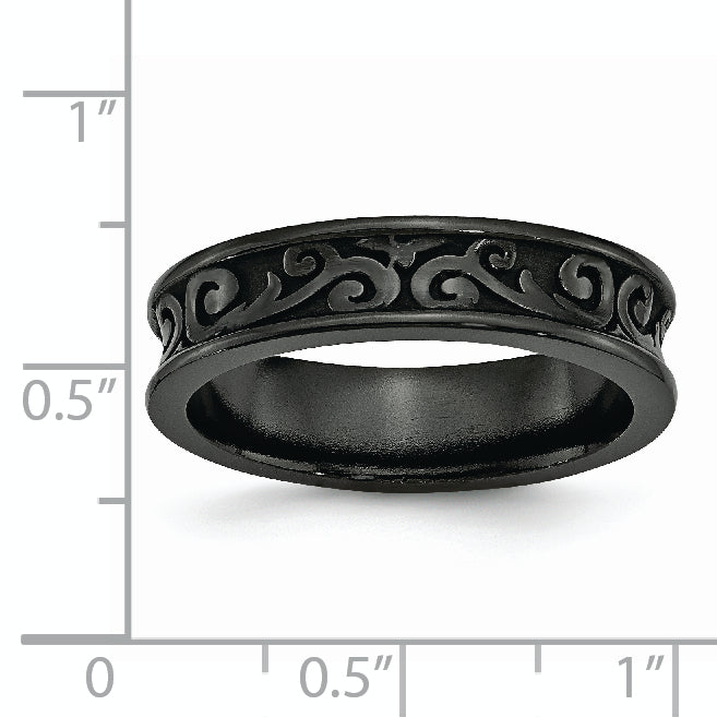 Titanium Black Ti Concave 6mm Polished Band (Size 10.5 Only)