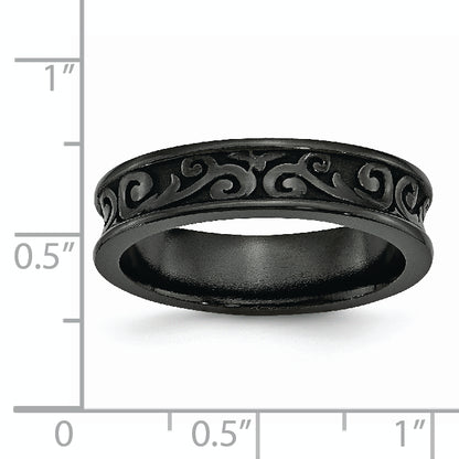 Titanium Black Ti Concave 6mm Polished Band (Size 10.5 Only)