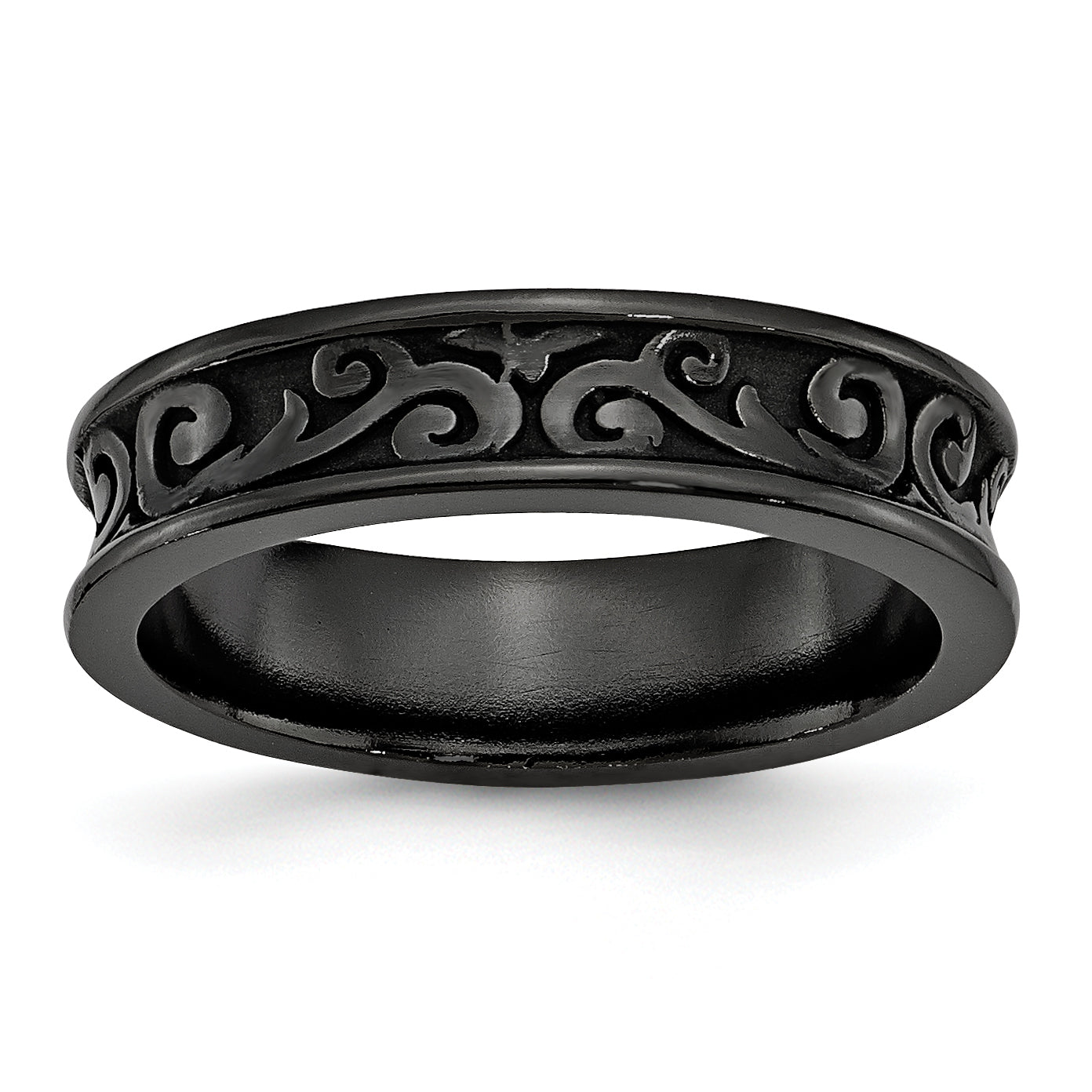 Titanium Black Ti Concave 6mm Polished Band (Size 10.5 Only)