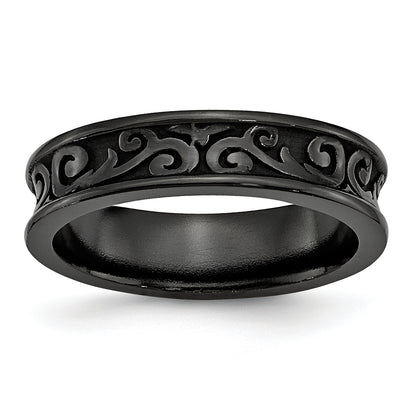 Titanium Black Ti Concave 6mm Polished Band (Size 10.5 Only)