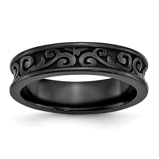 Titanium Black Ti Concave 6mm Polished Band (Size 10.5 Only)