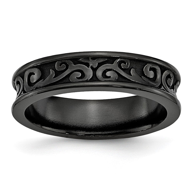 Titanium Black Ti Concave 6mm Polished Band (Size 10.5 Only)