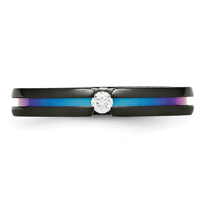 Titanium Black Ti Multi Colored Anodized 3mm .10Ct Dia. 4mm Band