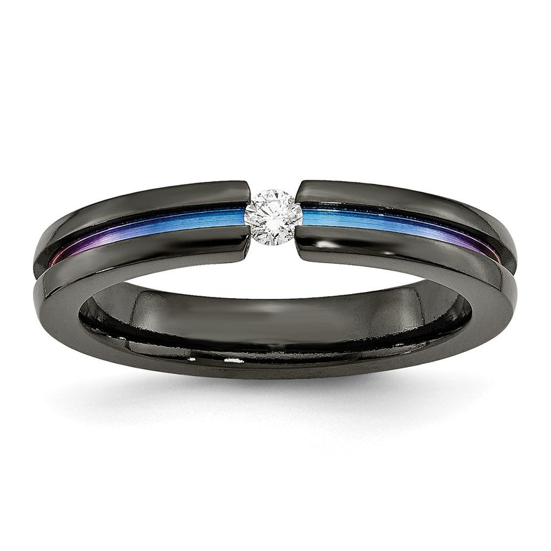 Titanium Black Ti Multi Colored Anodized 3mm .10Ct Dia. 4mm Band