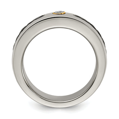 Titanium Black Nitinol Cable/18K Bezel Set .10Ct. Diamond 7mm Band (Size 8 Only)
