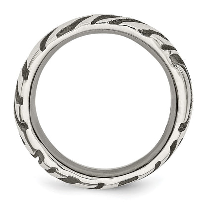 Titanium Grey Safari Etched And Domed 7.0mm Band