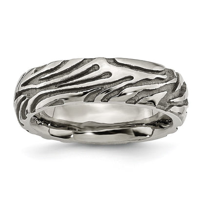 Titanium Grey Safari Etched And Domed 7.0mm Band