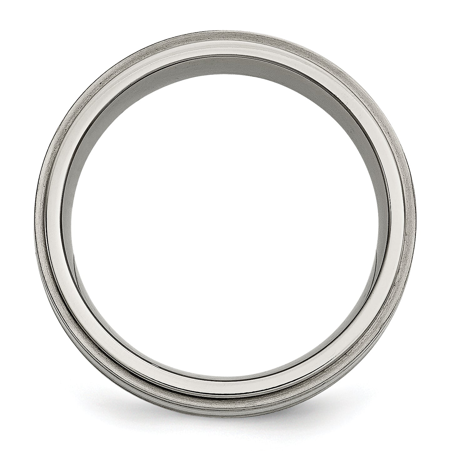 Titanium/Silver Two Tone Titanium W/ Argentium .925 Silver Inlay Ridged Edge 7mm Band