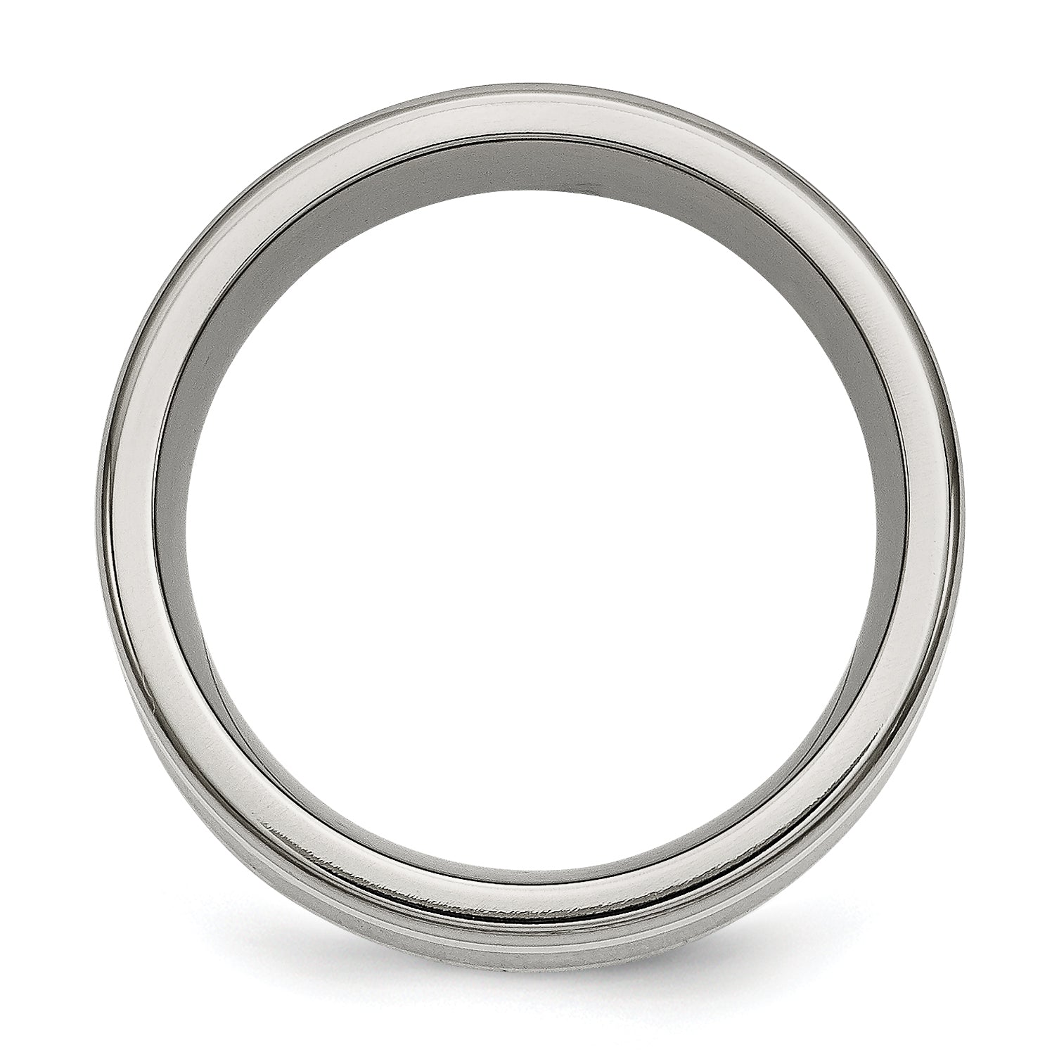 Titanium/Silver Two Tone Titanium W/ Argentium .925 Silver Inlay 9mm Polished Flat Band (Size 9.5 Only)