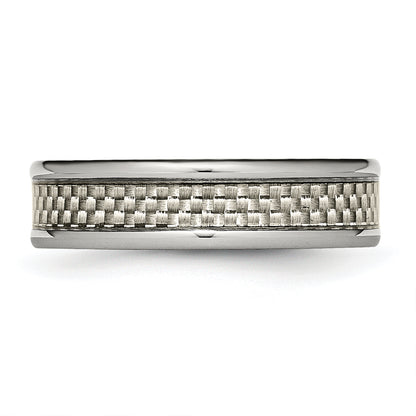 Titanium Polished Grey Carbon Fiber Inlay 6mm Band