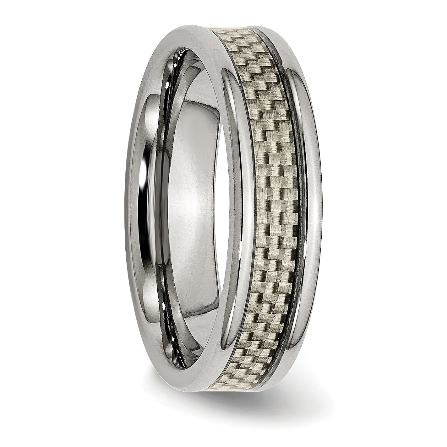 Titanium Polished Grey Carbon Fiber Inlay 6mm Band