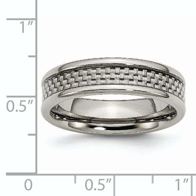 Titanium Polished Grey Carbon Fiber Inlay 6mm Band