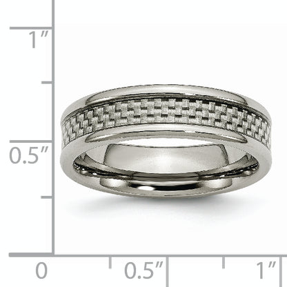 Titanium Polished Grey Carbon Fiber Inlay 6mm Band