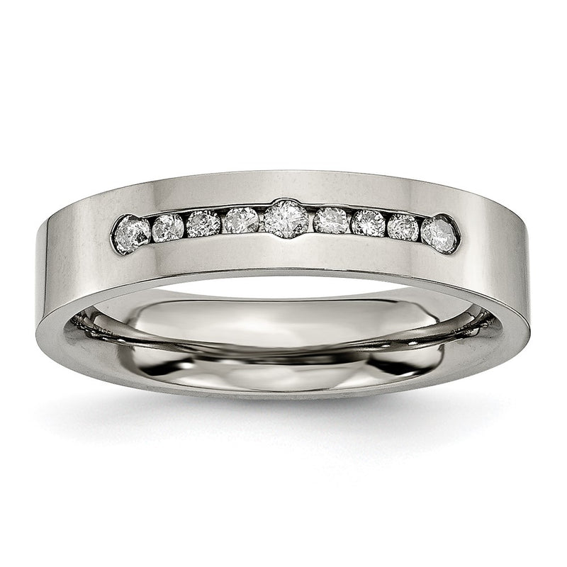 Titanium Polished 1/4Ct Tw. Diamond 6mm Band