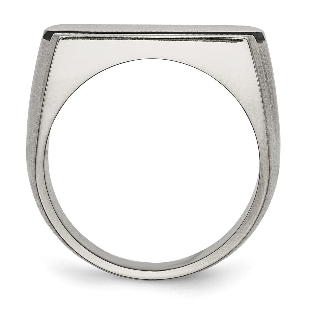 Titanium Grey Ti Brushed/Polished Blue Annodized Stripe Ring (Size 11 Only)